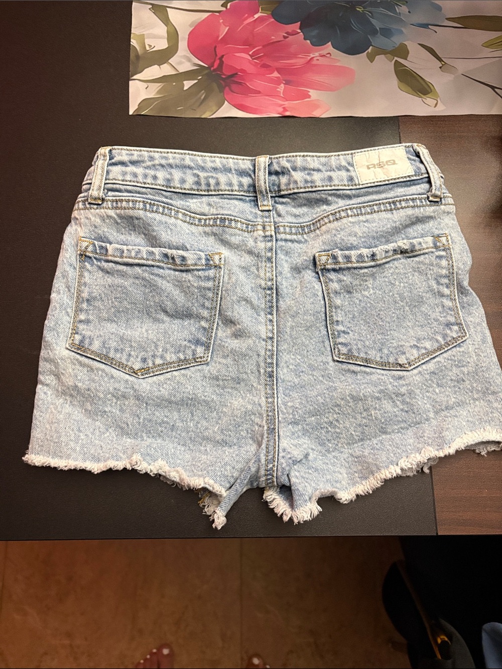 Light Wash Distressed Denim Shorts - Picture 3 of 4